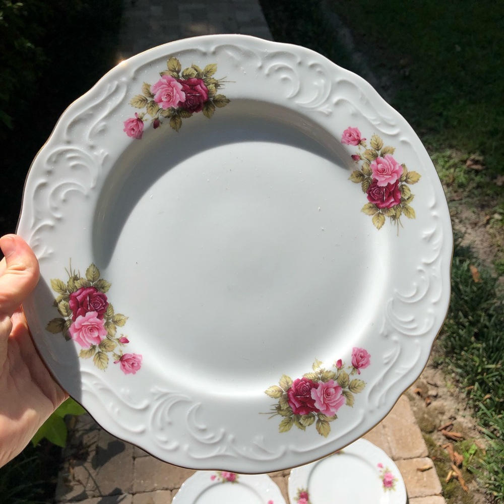 4 Menuet Vienna Rose China Plates